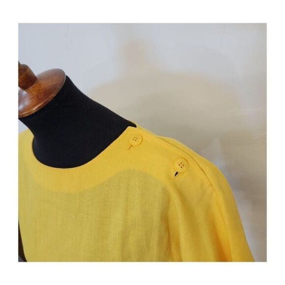 Vintage 1970's Deadstock Bright Yelllow Belted Dress - Picture 7 of 8